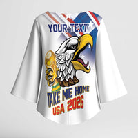 United States 2026 Personalized Kimono Sleeve Blouse Take Me Home Soccer White