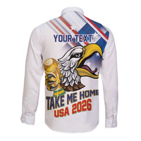 United States 2026 Personalized Long Sleeve Button Shirt Take Me Home Soccer White