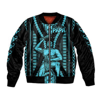 Aotearoa Father's Day Gift For Dad Bomber Jacket Aroha Ahau Ki A Koe Papa - Aqua Maori Style Pattern LT9 - Wonder Print Shop