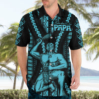 Aotearoa Father's Day Gift For Dad Hawaiian Shirt Aroha Ahau Ki A Koe Papa - Aqua Maori Style Pattern - Wonder Print Shop