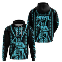 Aotearoa Father's Day Gift For Dad Hoodie Aroha Ahau Ki A Koe Papa - Aqua Maori Style Pattern - Wonder Print Shop