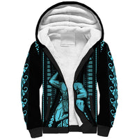 Aotearoa Father's Day Gift For Dad Sherpa Hoodie Aroha Ahau Ki A Koe Papa - Aqua Maori Style Pattern - Wonder Print Shop
