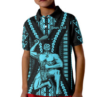 Personalised Aotearoa Father's Day Gift For Dad Kid Polo Shirt Aroha Ahau Ki A Koe Papa - Aqua Maori Style Pattern - Wonder Print Shop