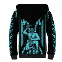 Personalised Aotearoa Father's Day Gift For Dad Sherpa Hoodie Aroha Ahau Ki A Koe Papa - Aqua Maori Style Pattern - Wonder Print Shop