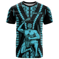 Personalised Aotearoa Father's Day Gift For Dad T Shirt Aroha Ahau Ki A Koe Papa - Aqua Maori Style Pattern - Wonder Print Shop