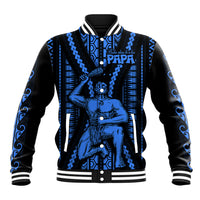Aotearoa Father's Day Gift For Dad Baseball Jacket Aroha Ahau Ki A Koe Papa - Blue Maori Style Pattern LT9 - Wonder Print Shop