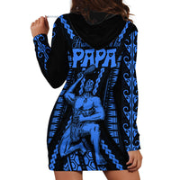 Aotearoa Father's Day Gift For Dad Hoodie Dress Aroha Ahau Ki A Koe Papa - Blue Maori Style Pattern - Wonder Print Shop