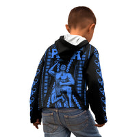 Aotearoa Father's Day Gift For Dad Kid Hoodie Aroha Ahau Ki A Koe Papa - Blue Maori Style Pattern - Wonder Print Shop