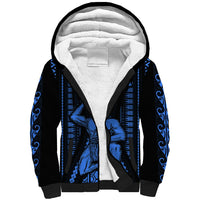Aotearoa Father's Day Gift For Dad Sherpa Hoodie Aroha Ahau Ki A Koe Papa - Blue Maori Style Pattern - Wonder Print Shop