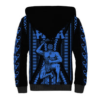 Aotearoa Father's Day Gift For Dad Sherpa Hoodie Aroha Ahau Ki A Koe Papa - Blue Maori Style Pattern - Wonder Print Shop