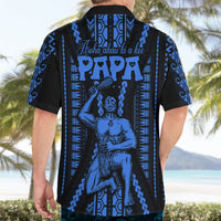Personalised Aotearoa Father's Day Gift For Dad Hawaiian Shirt Aroha Ahau Ki A Koe Papa - Blue Maori Style Pattern - Wonder Print Shop