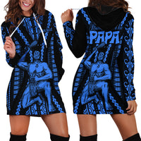 Personalised Aotearoa Father's Day Gift For Dad Hoodie Dress Aroha Ahau Ki A Koe Papa - Blue Maori Style Pattern - Wonder Print Shop