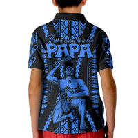 Personalised Aotearoa Father's Day Gift For Dad Kid Polo Shirt Aroha Ahau Ki A Koe Papa - Blue Maori Style Pattern - Wonder Print Shop