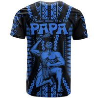 Personalised Aotearoa Father's Day Gift For Dad T Shirt Aroha Ahau Ki A Koe Papa - Blue Maori Style Pattern - Wonder Print Shop