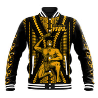 Aotearoa Father's Day Gift For Dad Baseball Jacket Aroha Ahau Ki A Koe Papa - Gold Maori Style Pattern LT9 - Wonder Print Shop