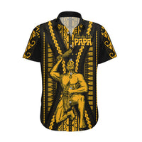 Aotearoa Father's Day Gift For Dad Hawaiian Shirt Aroha Ahau Ki A Koe Papa - Gold Maori Style Pattern - Wonder Print Shop