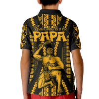 Aotearoa Father's Day Gift For Dad Kid Polo Shirt Aroha Ahau Ki A Koe Papa - Gold Maori Style Pattern - Wonder Print Shop