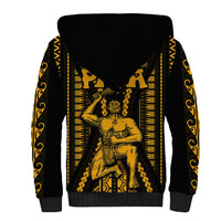 Aotearoa Father's Day Gift For Dad Sherpa Hoodie Aroha Ahau Ki A Koe Papa - Gold Maori Style Pattern - Wonder Print Shop