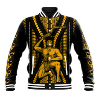 Personalised Aotearoa Father's Day Gift For Dad Baseball Jacket Aroha Ahau Ki A Koe Papa - Gold Maori Style Pattern LT9 - Wonder Print Shop