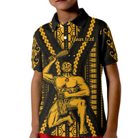 Personalised Aotearoa Father's Day Gift For Dad Kid Polo Shirt Aroha Ahau Ki A Koe Papa - Gold Maori Style Pattern - Wonder Print Shop