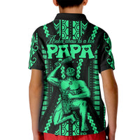 Maori Fathers Day New Zealand Kid Polo Shirt Aroha Ahau Ki A Koe Papa - Green - Wonder Print Shop