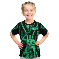 Maori Fathers Day New Zealand Kid T Shirt Aroha Ahau Ki A Koe Papa - Green - Wonder Print Shop