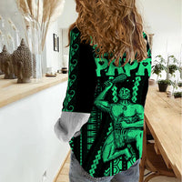 Maori Fathers Day New Zealand Women Casual Shirt Aroha Ahau Ki A Koe Papa - Green - Wonder Print Shop