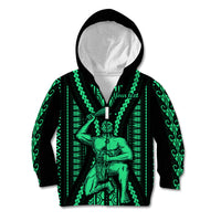 Custom Maori Fathers Day New Zealand Kid Hoodie Aroha Ahau Ki A Koe Papa - Green - Wonder Print Shop