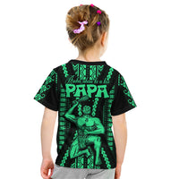 Custom Maori Fathers Day New Zealand Kid T Shirt Aroha Ahau Ki A Koe Papa - Green - Wonder Print Shop