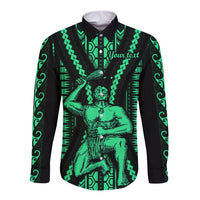 Custom Maori Fathers Day New Zealand Long Sleeve Button Shirt Aroha Ahau Ki A Koe Papa - Green - Wonder Print Shop
