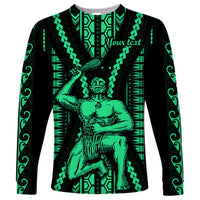 Custom Maori Fathers Day New Zealand Long Sleeve Shirt Aroha Ahau Ki A Koe Papa - Green - Wonder Print Shop