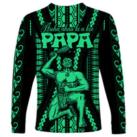 Custom Maori Fathers Day New Zealand Long Sleeve Shirt Aroha Ahau Ki A Koe Papa - Green - Wonder Print Shop