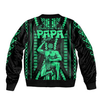Custom Maori Fathers Day New Zealand Sleeve Zip Bomber Jacket Aroha Ahau Ki A Koe Papa - Green - Wonder Print Shop