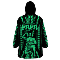 Custom Maori Fathers Day New Zealand Wearable Blanket Hoodie Aroha Ahau Ki A Koe Papa - Green - Wonder Print Shop
