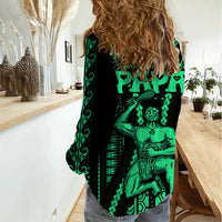 Custom Maori Fathers Day New Zealand Women Casual Shirt Aroha Ahau Ki A Koe Papa - Green - Wonder Print Shop