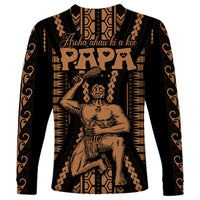 Maori Fathers Day New Zealand Long Sleeve Shirt Aroha Ahau Ki A Koe Papa - Nude - Wonder Print Shop
