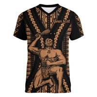 Custom Maori Fathers Day New Zealand Women V Neck T Shirt Aroha Ahau Ki A Koe Papa - Nude - Wonder Print Shop