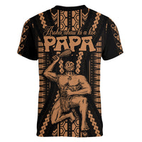 Custom Maori Fathers Day New Zealand Women V Neck T Shirt Aroha Ahau Ki A Koe Papa - Nude - Wonder Print Shop