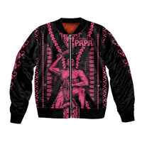 Maori Fathers Day New Zealand Bomber Jacket Aroha Ahau Ki A Koe Papa - Pink LT9 - Wonder Print Shop