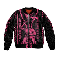 Maori Fathers Day New Zealand Sleeve Zip Bomber Jacket Aroha Ahau Ki A Koe Papa - Pink - Wonder Print Shop