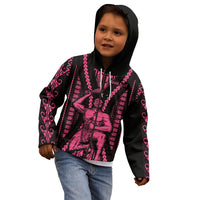 Custom Maori Fathers Day New Zealand Kid Hoodie Aroha Ahau Ki A Koe Papa - Pink - Wonder Print Shop
