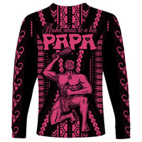 Custom Maori Fathers Day New Zealand Long Sleeve Shirt Aroha Ahau Ki A Koe Papa - Pink - Wonder Print Shop