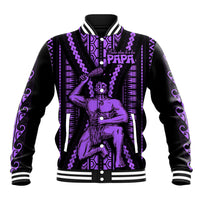 Maori Fathers Day New Zealand Baseball Jacket Aroha Ahau Ki A Koe Papa - Purple LT9 - Wonder Print Shop
