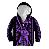 Maori Fathers Day New Zealand Kid Hoodie Aroha Ahau Ki A Koe Papa - Purple - Wonder Print Shop