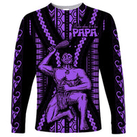Maori Fathers Day New Zealand Long Sleeve Shirt Aroha Ahau Ki A Koe Papa - Purple - Wonder Print Shop