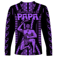 Maori Fathers Day New Zealand Long Sleeve Shirt Aroha Ahau Ki A Koe Papa - Purple - Wonder Print Shop