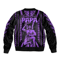 Maori Fathers Day New Zealand Sleeve Zip Bomber Jacket Aroha Ahau Ki A Koe Papa - Purple - Wonder Print Shop