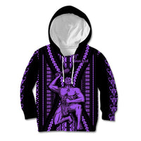 Custom Maori Fathers Day New Zealand Kid Hoodie Aroha Ahau Ki A Koe Papa - Purple - Wonder Print Shop
