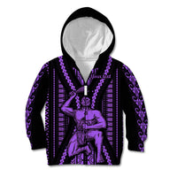Custom Maori Fathers Day New Zealand Kid Hoodie Aroha Ahau Ki A Koe Papa - Purple - Wonder Print Shop