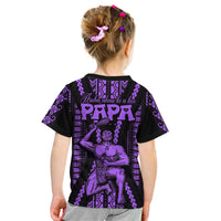 Custom Maori Fathers Day New Zealand Kid T Shirt Aroha Ahau Ki A Koe Papa - Purple - Wonder Print Shop